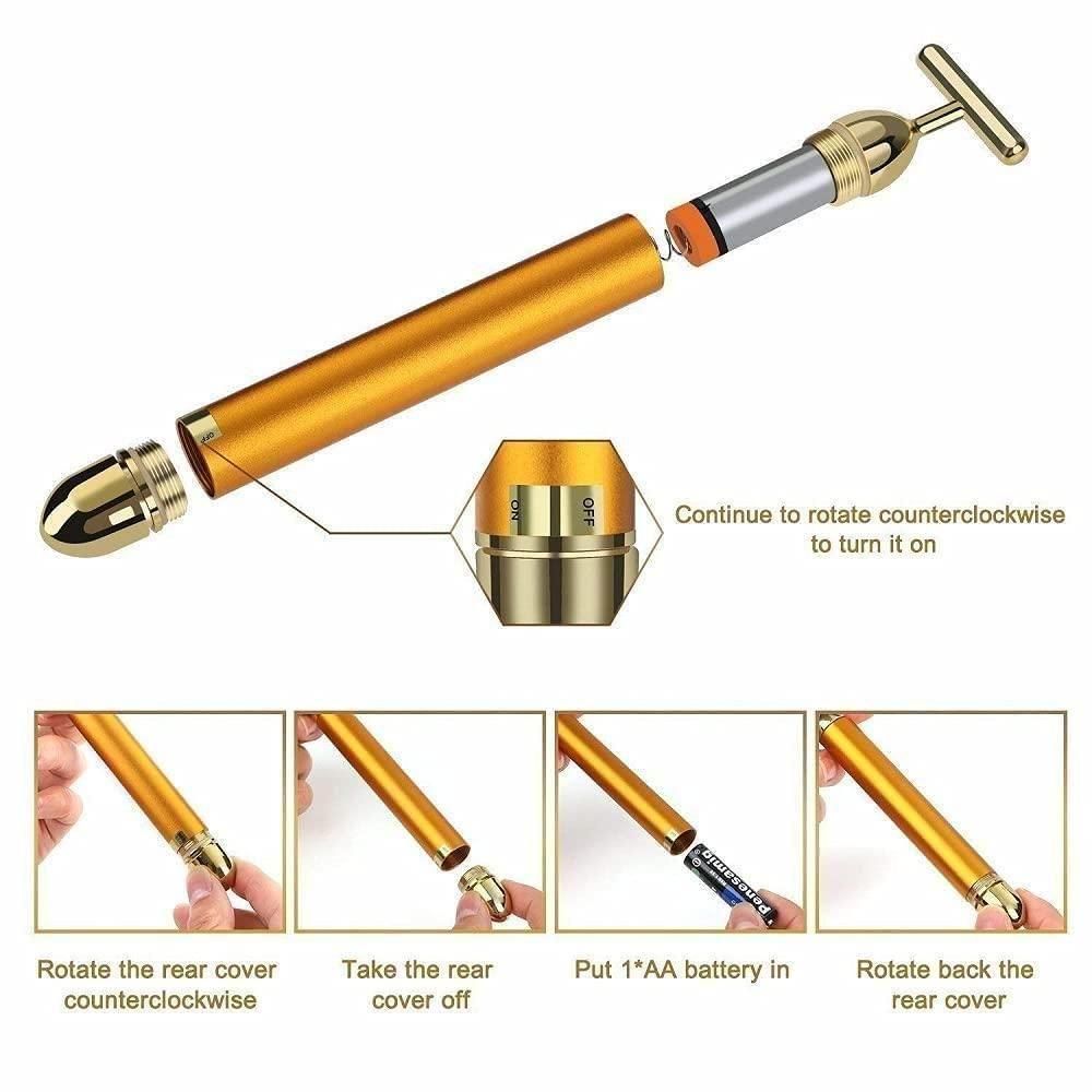 BlendGo 24K Gold Energy Beauty Bar Electric Facial Massage Roller