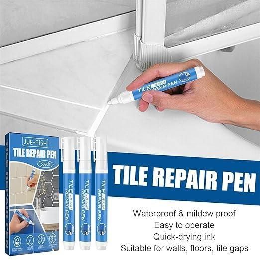 BlendGo Tile Repair Pen (Pack of 3) Grout Pen for Bathroom, Kitchen, Floor & Wall Tiles