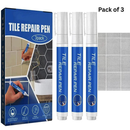 BlendGo Tile Repair Pen (Pack of 3) Grout Pen for Bathroom, Kitchen, Floor & Wall Tiles