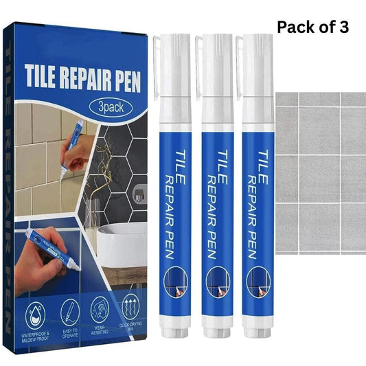 BlendGo Tile Repair Pen (Pack of 3) Grout Pen for Bathroom, Kitchen, Floor & Wall Tiles